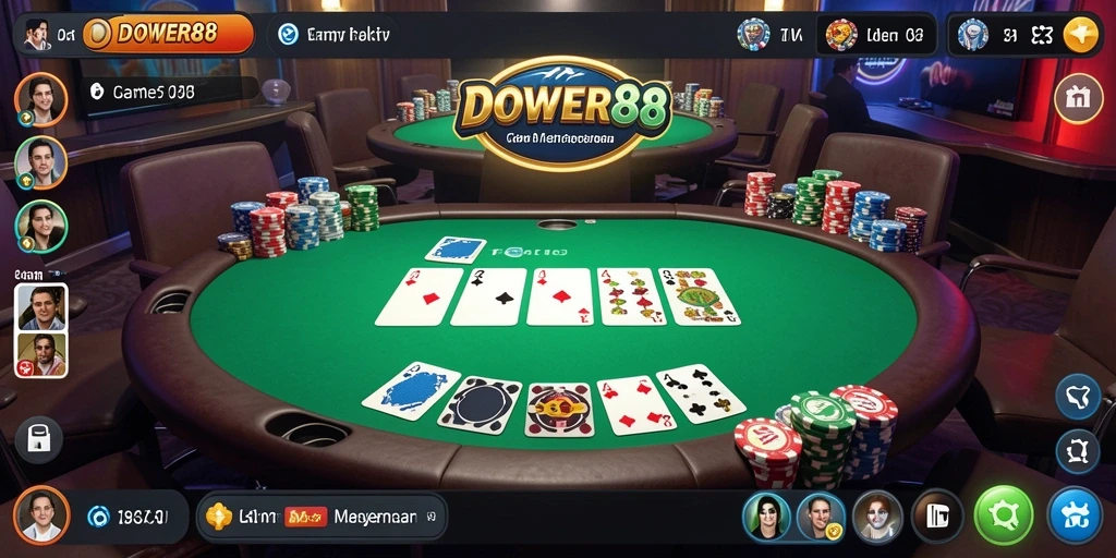 Tampilan menarik dari gameplay DOWER88 yang penuh strategi poker.