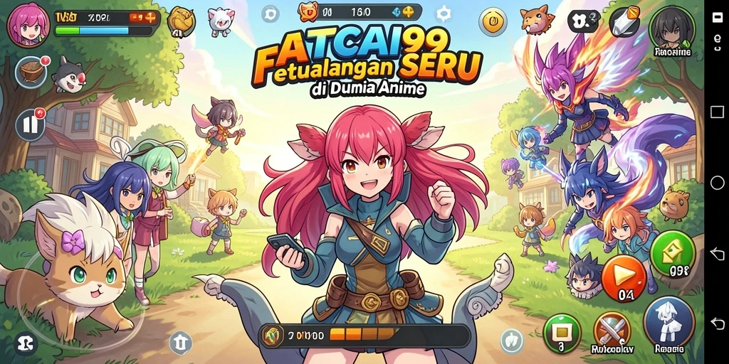 Tampilan gameplay yang memukau dalam FATCAI99, penuh aksi dan karakter Anime.