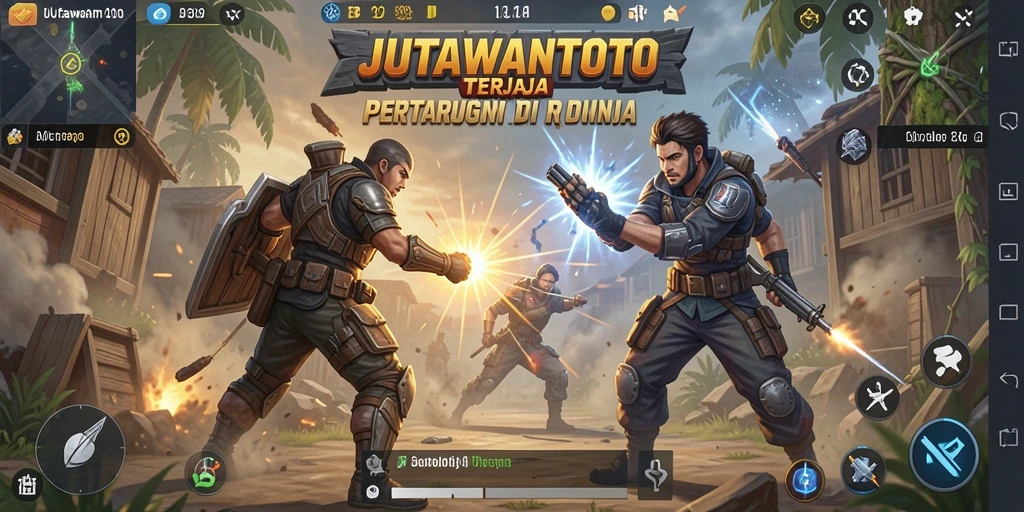 Screenshot gameplay <strong>JUTAWANTOTO</strong> yang menunjukkan pertarungan seru di arena Battle Royale.