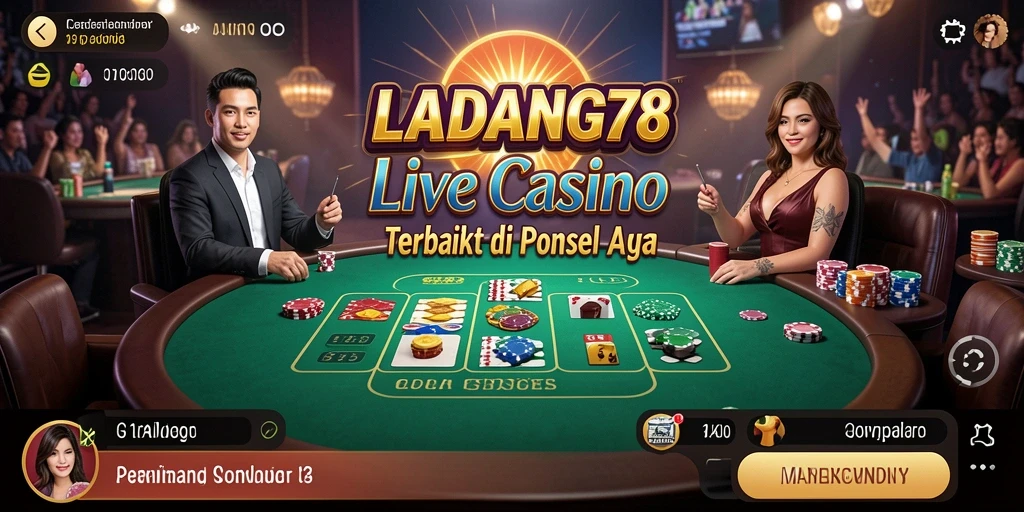 Tangkapan layar LADANG78 menampilkan dealer langsung dalam aksi permainan kasino.