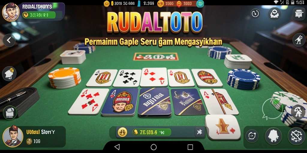 Tampilan gameplay RUDALTOTO menampilkan suasana permainan Gaple yang seru.
