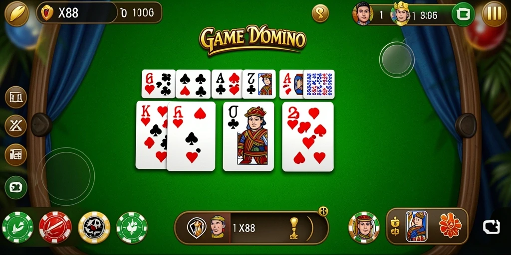 Tangkapan layar utama X88 menampilkan aksi seru permainan Domino.